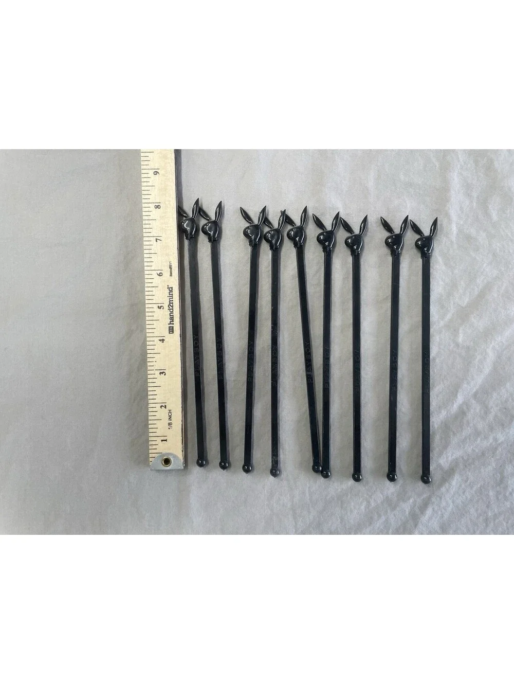 Lot 9 Vtg 1980s Playboy Swizzle Sticks Bunny Logo Cocktail Drink Stirrers Picks